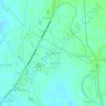 Mappa topografica San Vicente, altitudine, rilievo