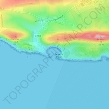 Mappa topografica Lulworth Cove, altitudine, rilievo