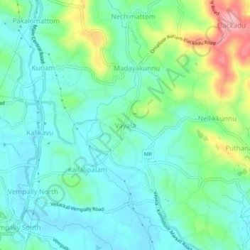 Mappa topografica Vayala, altitudine, rilievo