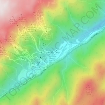 Mappa topografica Friday Flat Camp, altitudine, rilievo