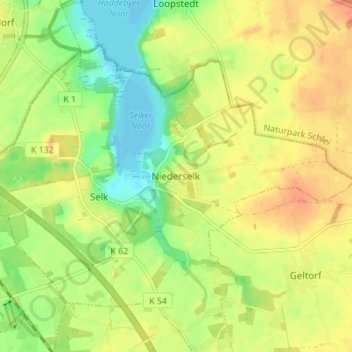 Mappa topografica Niederselk, altitudine, rilievo