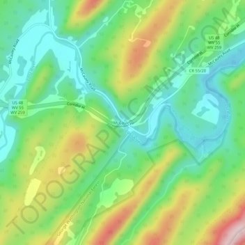 Mappa topografica McCauley, altitudine, rilievo