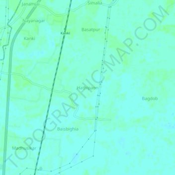 Mappa topografica Hathipaon, altitudine, rilievo