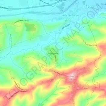 Mappa topografica San Giuseppe, altitudine, rilievo
