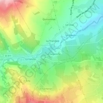 Mappa topografica La Goyenche, altitudine, rilievo