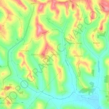 Mappa topografica Biletta, altitudine, rilievo