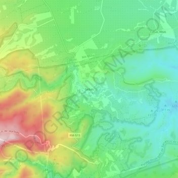 Mappa topografica Gebas, altitudine, rilievo