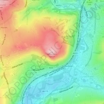 Mappa topografica Wharmton, altitudine, rilievo