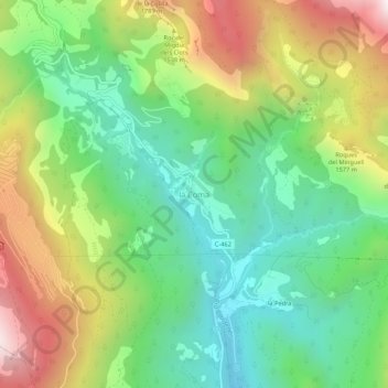 Mappa topografica la Coma, altitudine, rilievo