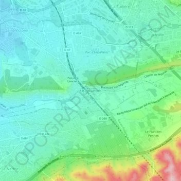 Mappa topografica Pas des Lanciers, altitudine, rilievo