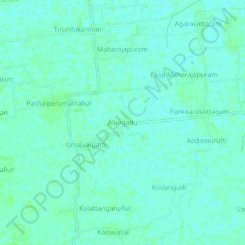 Mappa topografica Alangadu, altitudine, rilievo