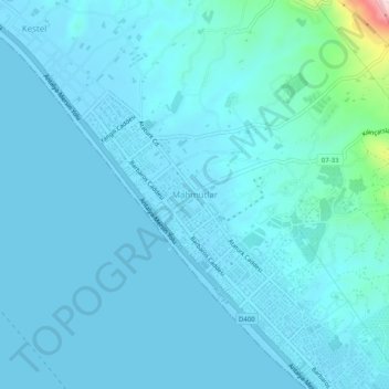Mappa topografica Mahmutlar, altitudine, rilievo