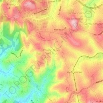 Mappa topografica Parque Duval de Barros, altitudine, rilievo
