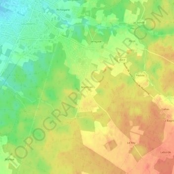 Mappa topografica Marthian, altitudine, rilievo