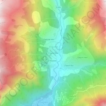 Mappa topografica Chaumie Bas, altitudine, rilievo