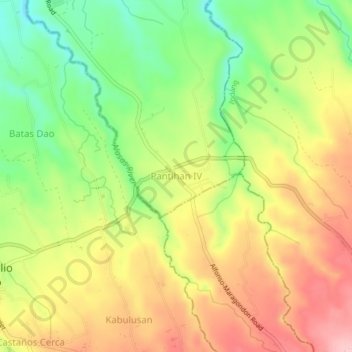 Mappa topografica Pantihan IV, altitudine, rilievo