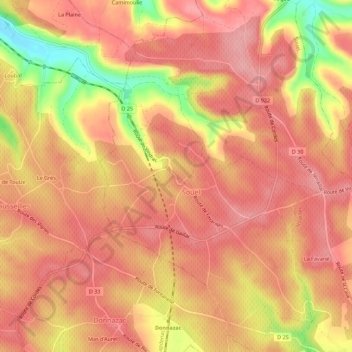 Mappa topografica Fiou, altitudine, rilievo