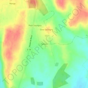 Mappa topografica Faches, altitudine, rilievo