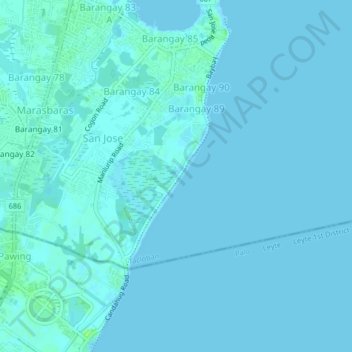 Mappa topografica Barangay 89, altitudine, rilievo