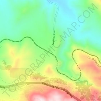 Mappa topografica Bealville, altitudine, rilievo