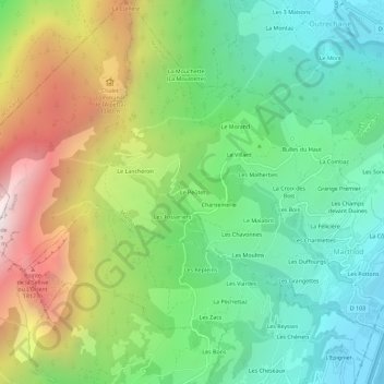 Mappa topografica Le Peûtet, altitudine, rilievo