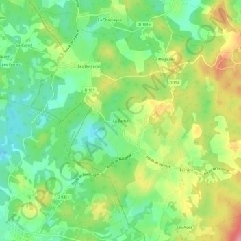 Mappa topografica Le Battut, altitudine, rilievo