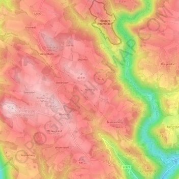 Mappa topografica Wölfling, altitudine, rilievo