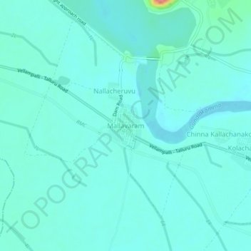 Mappa topografica Mallavaram, altitudine, rilievo