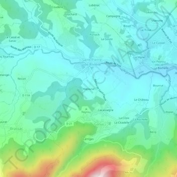 Mappa topografica Majoural, altitudine, rilievo