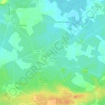 Mappa topografica La Landette, altitudine, rilievo