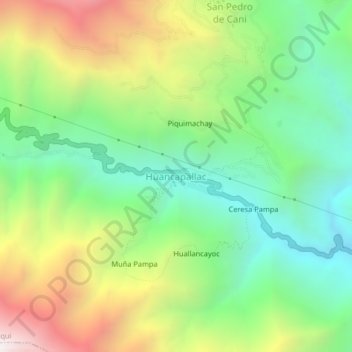 Mappa topografica Huancapallac, altitudine, rilievo