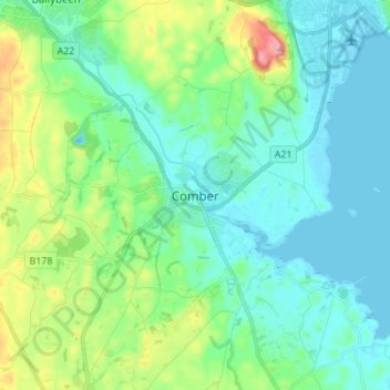 Mappa topografica Comber, altitudine, rilievo