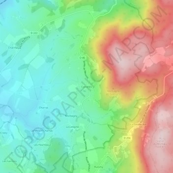 Mappa topografica Corcelles, altitudine, rilievo