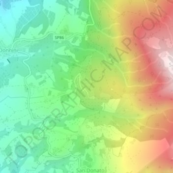 Mappa topografica Cappello, altitudine, rilievo