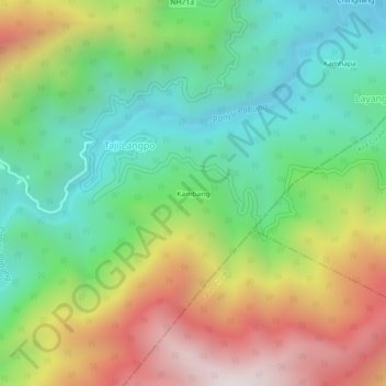 Mappa topografica Kambang, altitudine, rilievo
