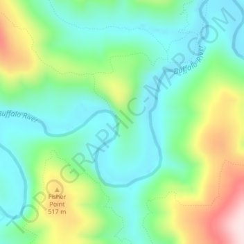 Mappa topografica Big Bluff, altitudine, rilievo
