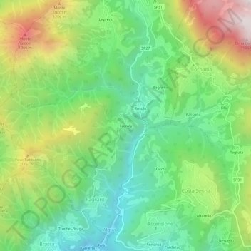 Mappa topografica Frerola, altitudine, rilievo