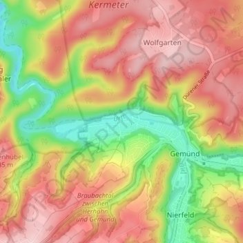 Mappa topografica Malsbenden, altitudine, rilievo