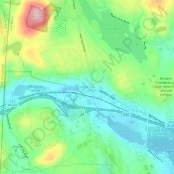 Mappa topografica Mill Plain, altitudine, rilievo