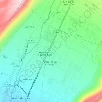 Mappa topografica Santa María, altitudine, rilievo