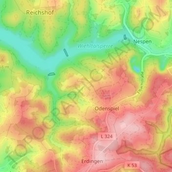 Mappa topografica Grünschlade, altitudine, rilievo