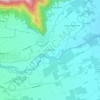 Mappa topografica Cascina Ferrero, altitudine, rilievo