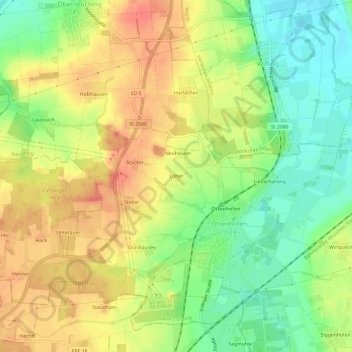 Mappa topografica Loher, altitudine, rilievo