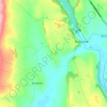 Mappa topografica Horton, altitudine, rilievo