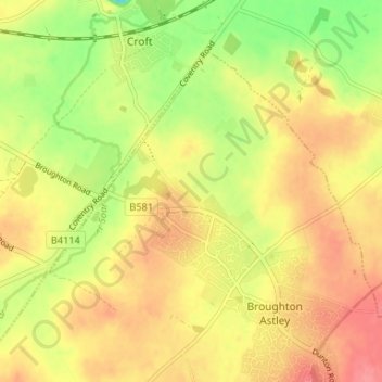 Mappa topografica Sutton in the Elms, altitudine, rilievo