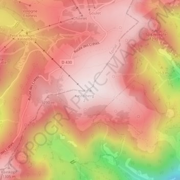 Mappa topografica Kastelberg, altitudine, rilievo