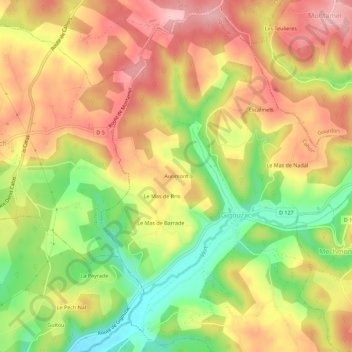 Mappa topografica Aurimont, altitudine, rilievo