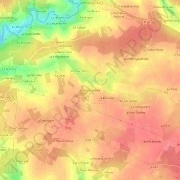 Mappa topografica La Vincendelière, altitudine, rilievo
