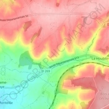 Mappa topografica La Bourgeoterie, altitudine, rilievo