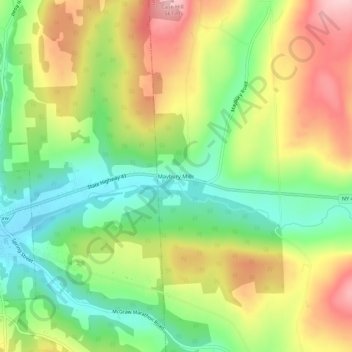 Mappa topografica Maybury Mills, altitudine, rilievo
